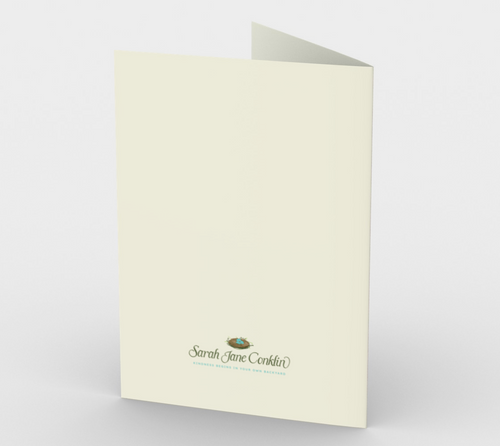 Blue Eggs in Nest with Purple Flowers Card