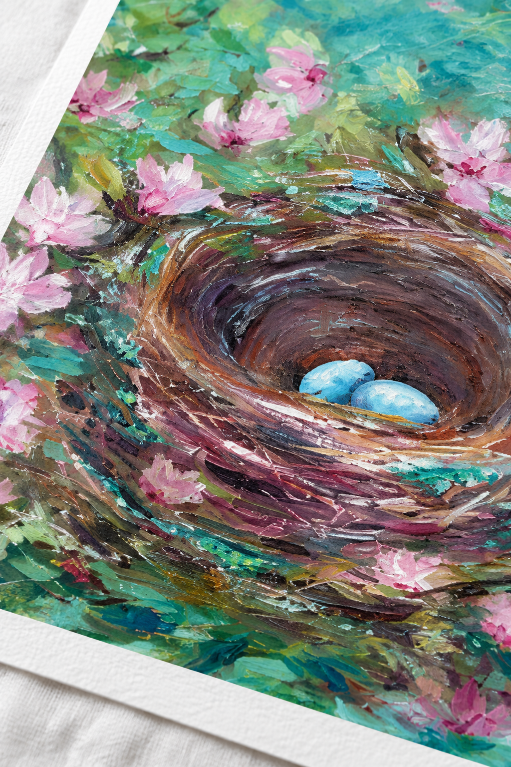 Teal Nest – Unframed Close-up